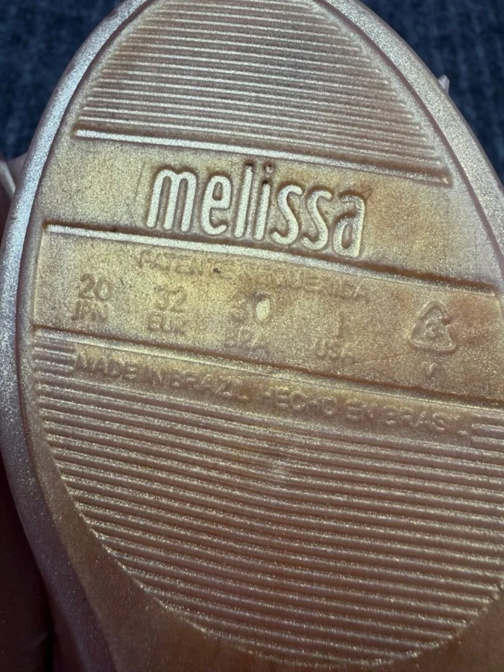 Mel Dreamed by Melissa Rose Gold Bow Jelly Ballet Flats Women’s US 1